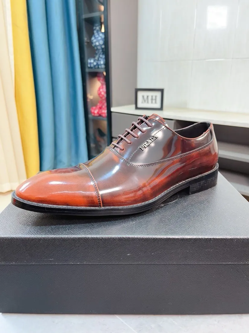 Men's shoes 💰540🌹🌹【PRADA Leather Shoes】Top purchasing agent Original imported Italian custom cowhide leather surface, fully imported water-dyed breathable cowhide lining, original factory special molded sole super comfortable, size: 38-44